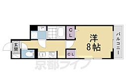 京都市北区大宮東小野堀町アパート 1Kの間取図画像