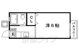 サンシティ西賀茂 1Kの間取図画像