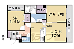 シャーメゾン ル・ボヌール 2LDKの間取図画像