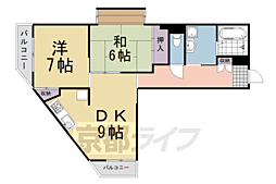 LaFesta京都桂 2DKの間取図画像