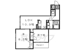 リバークレスト舟山 2LDKの間取図画像
