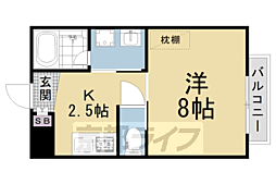 クラウディア長尾 1Kの間取図画像