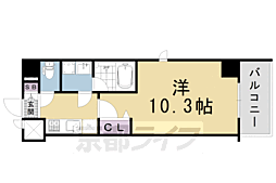 アスヴェル京都御所前3 1Kの間取図画像