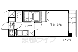 パークウエスト雅 1Kの間取図画像