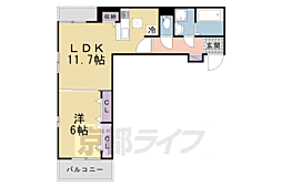 パレス藤阪東 1LDKの間取図画像