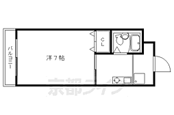 シャトー太秦 1Kの間取図画像