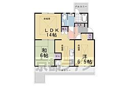 京都府住宅供給公社円明寺ケ丘団地B棟 2LDKの間取図画像