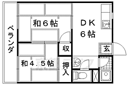 柿の本ハイツ 2DKの間取図画像