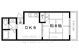サンライズ紫野 1DKの間取図画像
