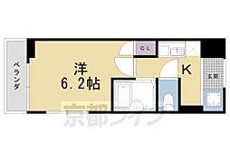 京祝ビルアルティスタ丸太町 1Kの間取図画像