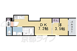 ハーモニーテラス太秦一ノ井町 1DKの間取図画像