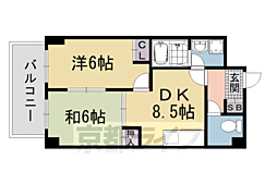 メロディーハイム松原 2DKの間取図画像