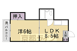 グランディール嵯峨 1LDKの間取図画像