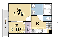 nico西京極 2Kの間取図画像