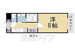 ジュピター桂 1Kの間取図画像