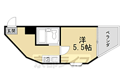 エグゼコート枚方・A 1Kの間取図画像