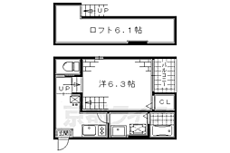 シーハンド丹波橋 1Kの間取図画像