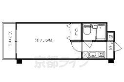 四ノ宮コート 1Kの間取図画像