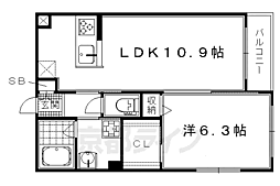 Classy壬生 1LDKの間取図画像