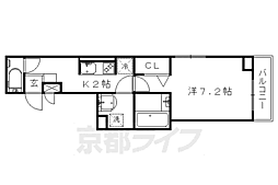 ヒュッゲ 1Kの間取図画像
