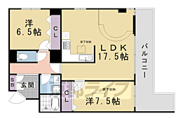グランフォルム清水別邸 2LDKの間取図画像