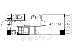 エクセレント・ビューかも川 1Kの間取図画像