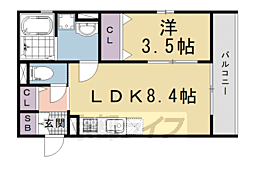 桃山レジデンスMIKI 1DKの間取図画像