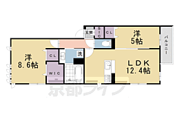 アトレーユ長岡京 2LDKの間取図画像