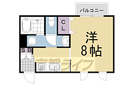 サンライト上桂 1Kの間取図画像