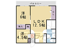 コモド長岡京 2LDKの間取図画像