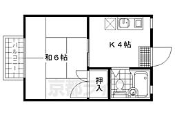 六角ハイツ 1Kの間取図画像