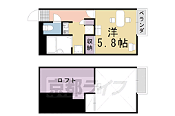レオパレス洛西 1Kの間取図画像
