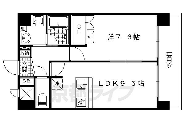 音羽ハイツ 107｜京都府京都市山科区音羽役出町(賃貸マンション1LDK・1階・42.04㎡)の写真 その2