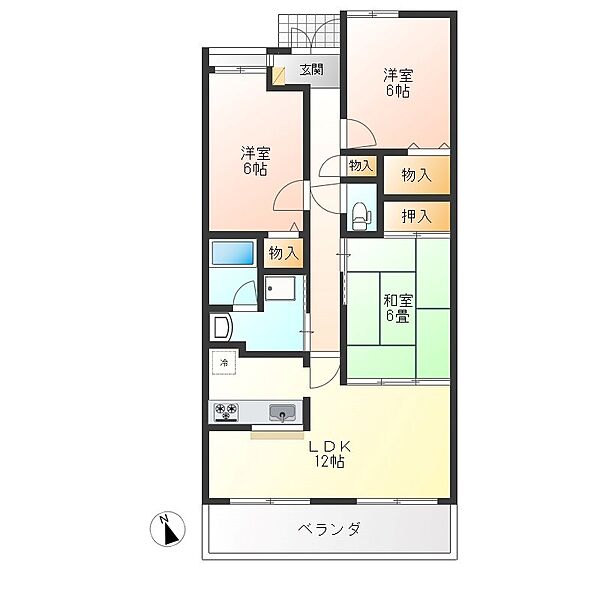 ハイツマロニエ今泉 502｜栃木県宇都宮市今泉町(賃貸マンション3LDK・5階・77.88㎡)の写真 その2