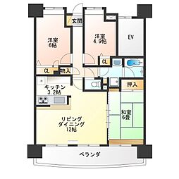 ナイスアーバン元今泉 13階3LDKの間取り