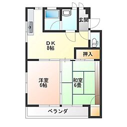 プラトー藤 1階2DKの間取り