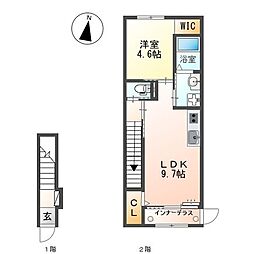 コーポDK2A棟 1LDKの間取図画像