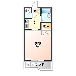 峰ヶ丘ハイツ 1Kの間取図画像