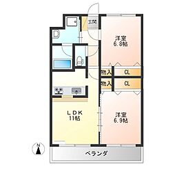 レジデンス松峰 2LDKの間取図画像