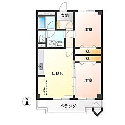 カーサ・エルドラード 2LDKの間取図画像