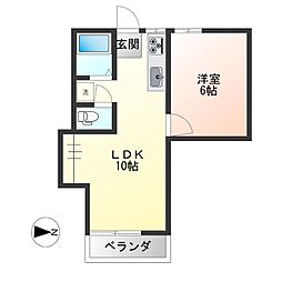 ビレッジ旭ケ丘 1LDKの間取図画像