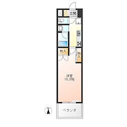 クロワサンス 1Kの間取図画像