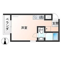 コスモス翔東今泉 ワンルームの間取図画像