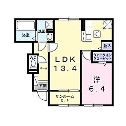 プログレス A 1LDKの間取図画像