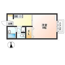 クライムハイツB 1Kの間取図画像
