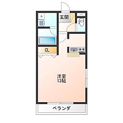 メープルヒルズ ワンルームの間取図画像