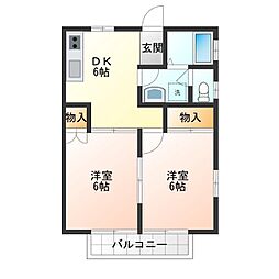 ハイツ栗崎 2DKの間取図画像