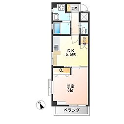 大通り秀栄マンション 1DKの間取図画像
