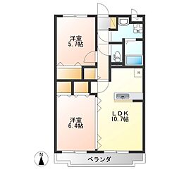 駒場コーポ2 2LDKの間取図画像