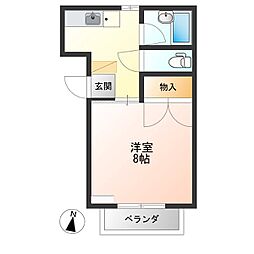 戸祭ハイツ 1Kの間取図画像